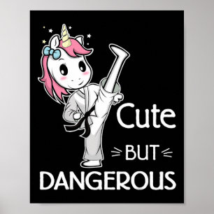 Schattig Maar Gevaarlijk Karate Taekwondo Eenhoorn Poster