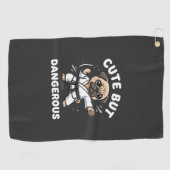 Schattig Maar Gevaarlijk Pug Hond Karate Golfhanddoek (Horizontaal)
