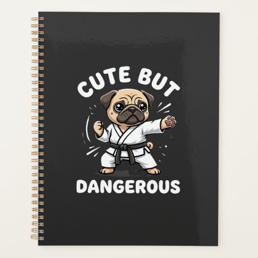 Schattig Maar Gevaarlijk Pug Hond Karate Planner (Voorkant)