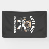Schattig Maar Gevaarlijk Pug Hond Karate Spandoek (Horizontaal)