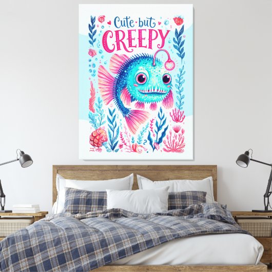 Schattig maar griezelig canvas afdruk (Insitu (Slaapkamer))
