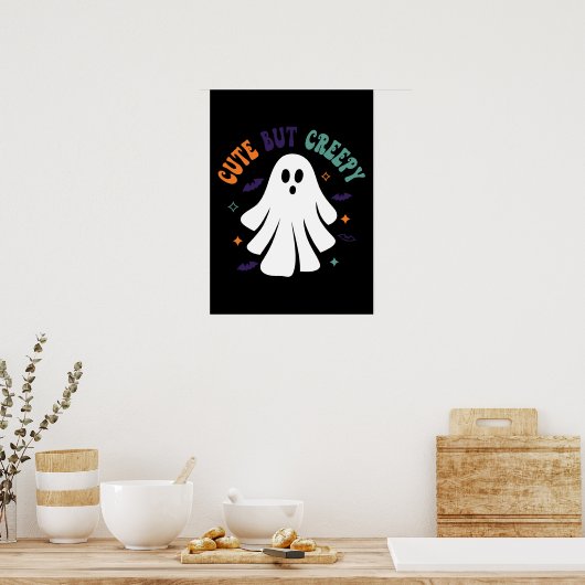 Schattig maar griezelig - Ghost - Grappig Hallowee Poster (Keuken)
