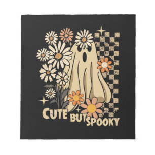 Schattig maar griezelig grappig bloemig Halloween Notitieblok