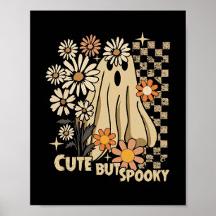 Schattig maar griezelig grappig bloemig Halloween Poster