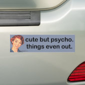 schattig maar psycho bumpersticker (Op auto)