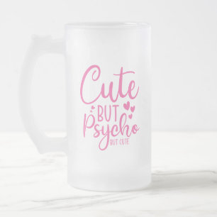 Schattig Maar Psycho Grappige Roze Bierdrinkers Matglas Bierpul