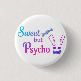 Schattig maar psycho konijn  ronde button 3,2 cm