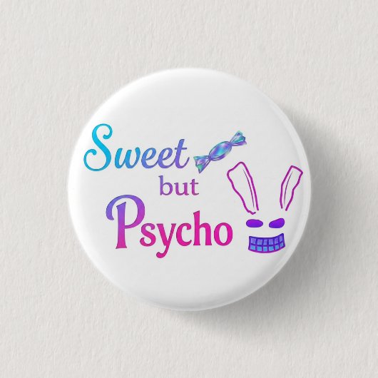 Schattig maar psycho konijn  ronde button 3,2 cm (Voorkant)