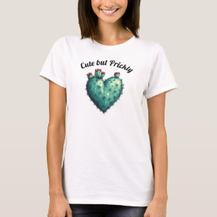 Schattig maar stekelig cactus hart Valentijnsdag T-shirt
