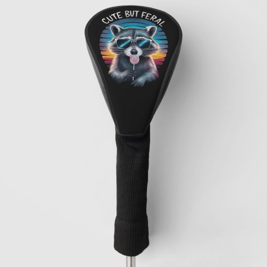 Schattig Maar Wild Grappig Wasbeer Golfheadcover (Voorkant)