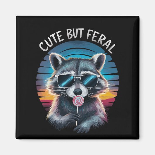 Schattig Maar Wild Grappig Wasbeer Magneet (Voorkant)