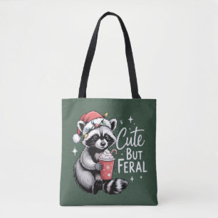 Schattig Maar Wild Kerst Wasbeer Grappig Dier Tote Bag