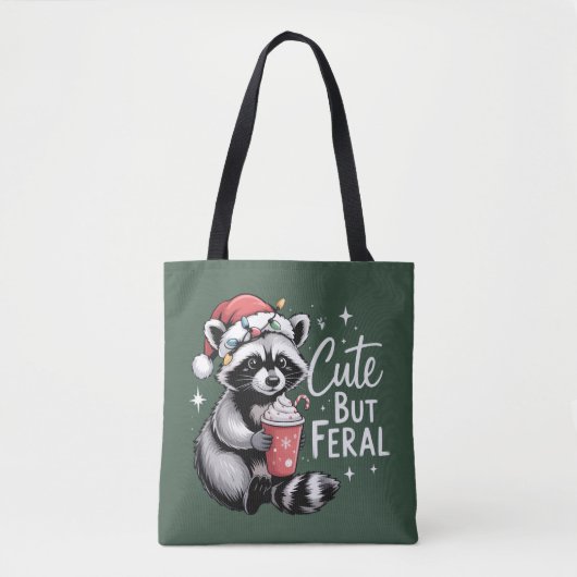 Schattig Maar Wild Kerst Wasbeer Grappig Dier Tote Bag (Voorkant)