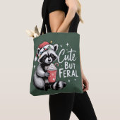 Schattig Maar Wild Kerst Wasbeer Grappig Dier Tote Bag (Dichtbij)