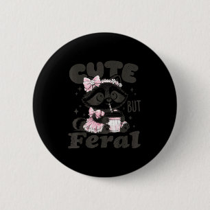 Schattig maar wild wasbeer grappig dier meme tiene ronde button 5,7 cm