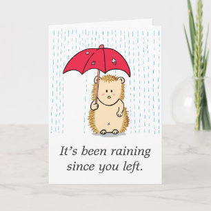 Schattig maar zielig egeltje doorweekt in de regen kaart