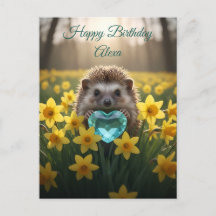 Schattig maart egel met aquamarijn hart