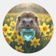 Schattig maart egel met aquamarijn hart