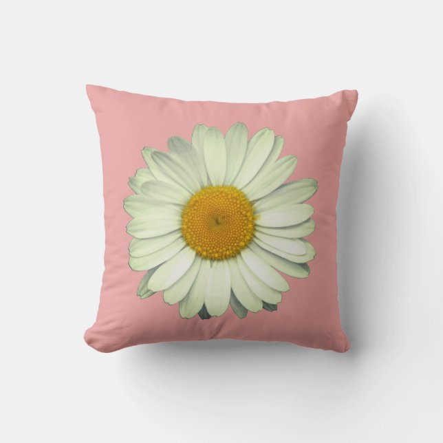 Schattig madeliefje bloemhoofd op roze kussen (Voorkant)