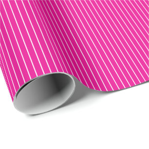 Schattig magenta heet roze en witte strepen cadeaupapier