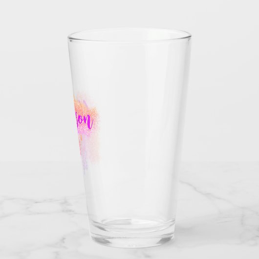 Schattig magenta Sinaasappel | Aangepaste naam Coc Glas (Links)