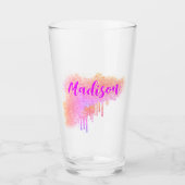 Schattig magenta Sinaasappel | Aangepaste naam Coc Glas (Voorkant)