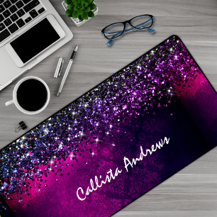 Schattig magenta zwart faux glitter bureaumat