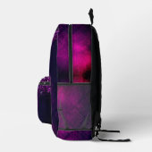 Schattig magenta zwart nepschitterend monogram bedrukte rugzak (Rechts)