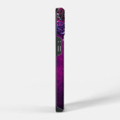 Schattig magenta zwart nepschitterend monogram iPhone hoesje (Rechterkant)