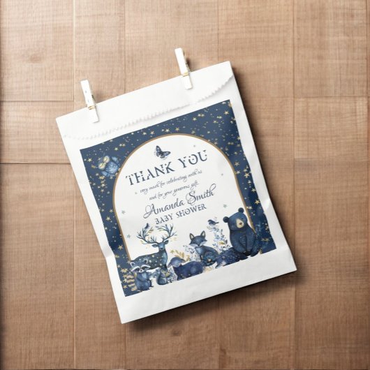 Schattig Magic Woodland Night Animal Baby shower Bedankzakje