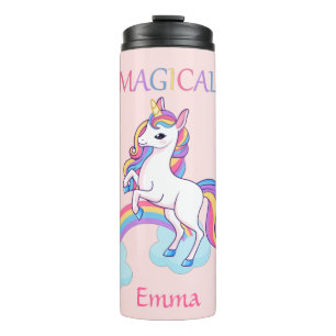 Schattig Magisch Eenhoorn En Regenboog Roze Thermosbeker