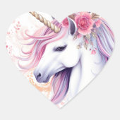Schattig Magisch Eenhoorn Hart Sticker (Voorkant)