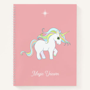 Schattig Magisch Eenhoorn op Koraal Roze Notitieboek