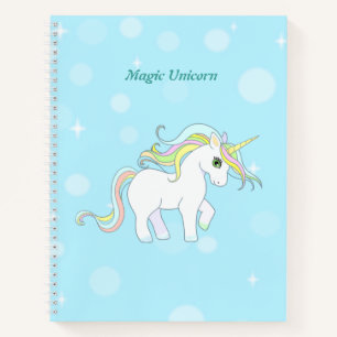 Schattig Magisch Eenhoorn op Lichtblauw Notitieboek