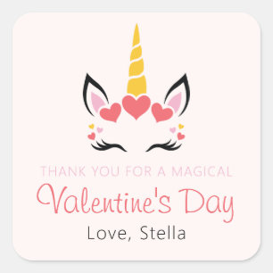 Schattig Magisch Eenhoorn Valentijnsdag Persoonlij Vierkante Sticker