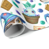 Schattig Magisch Halloween Patroon Cadeaupapier (Rol Hoek)