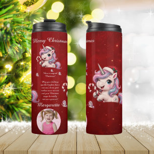 Schattig Magisch Karmozijn Kerst Eenhoorn Meisje F Thermosbeker