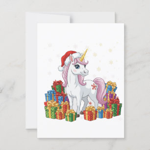 Schattig Magisch Kerstsfeer Eenhoorn met Kerstmann Briefkaart