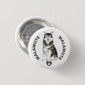 Schattig Malamute Hondenras Waterverven Ronde Button 3,2 Cm (Voorkant /achterkant)