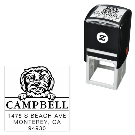 Schattig Maltees Custom Dog Address Stempel (In situ)