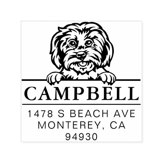 Schattig Maltees Custom Dog Address Stempel (Design)