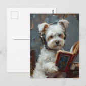 Schattig Maltees Lezen en luisteren naar muziek Briefkaart (Voorkant / Achterkant)