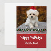 Schattig Maltees Puppy Sjabloon Holiday Kaart (Voorkant / Achterkant)