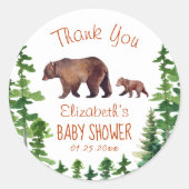 Schattig Mama Baby Beer Dank u Ronde Sticker (Voorkant)