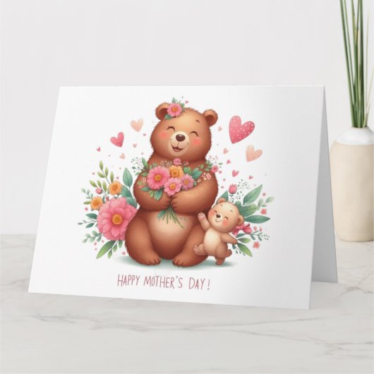 Schattig mama beer met welp kaart (Voorkant)
