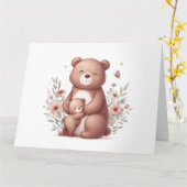 Schattig mama beer met welp kaart (Gele Bloem)