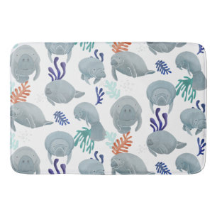 Schattig Manatees met bubbels patroon Badmat