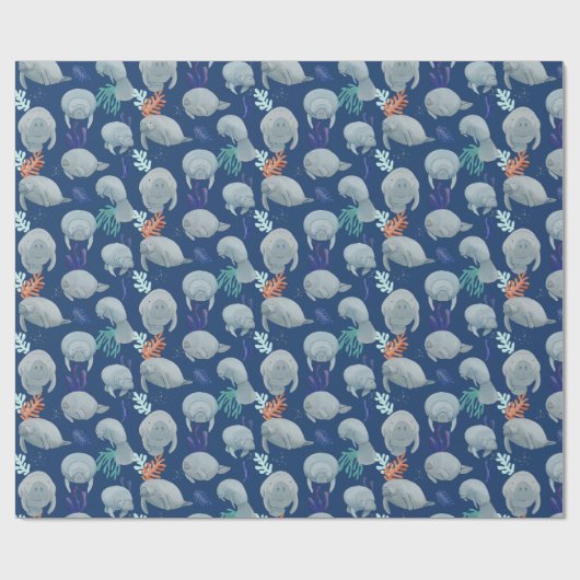 Schattig Manatees met bubbels patroon Cadeaupapier (Vlak)