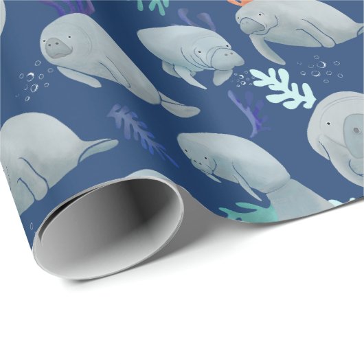 Schattig Manatees met bubbels patroon Cadeaupapier (Rol Hoek)