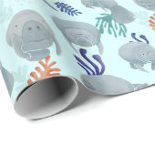 Schattig Manatees met bubbels patroon Cadeaupapier (Rol Hoek)